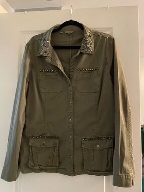 Guess Olive Green Studded Utility Jacket